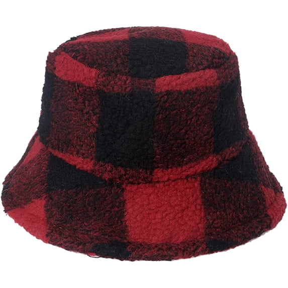 CoCopeaunts Black Bucket Hat for Women Outdoor Foldable Fisherman Hat for Men Lambs Wool Cute Girls Casual Winter Warm Basin Hat