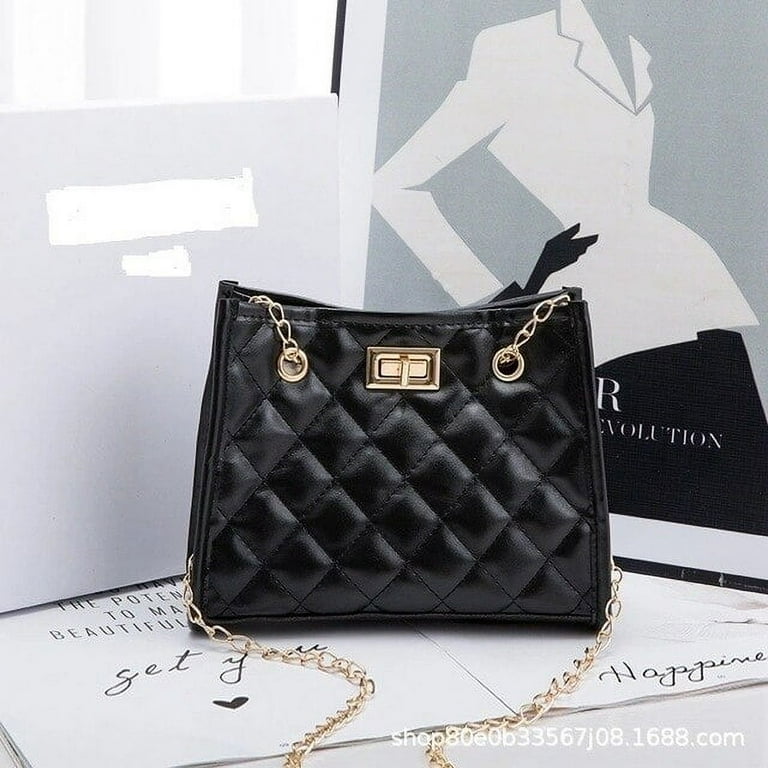 CoCopeaunts Black Tote Bags for Women Chain Crossbody Bag Diamond Lattice Shoulder Bag Female Leather Plaid Shopper Handbags Sac