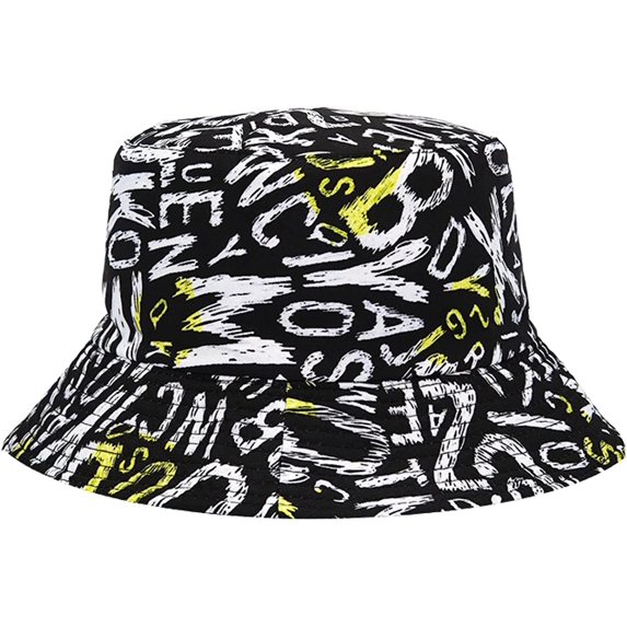 CoCopeaunts Black White Bucket Hat for Men Spring Summer Outdoor Sun Protection Fisherman Hat Women Bucket Cap Double-Faced Wear