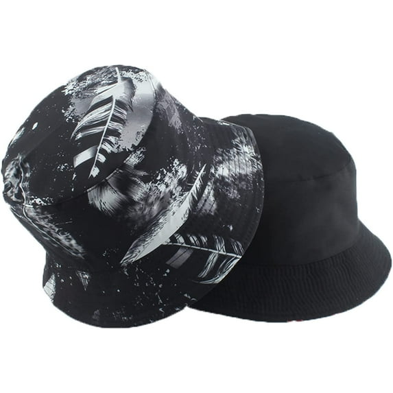CoCopeaunts Black White Bucket Hat for Men Vintage Graffiti Reversible Women Bucket Caps Summer Sunscreen Basin Hat Packable