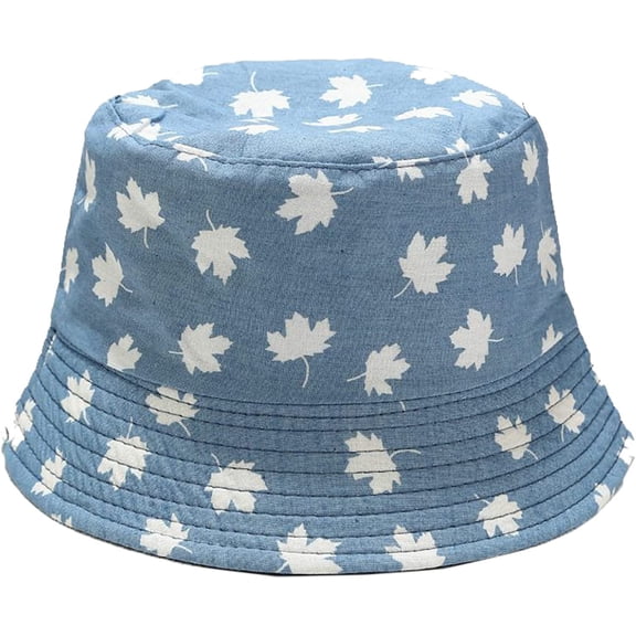 CoCopeaunts Blue Bucket Hat for Women Men Unisex Cotton Wide Brim Sun Cap Outdoor Summer Travel Hiking Reversible Fisherman Hat