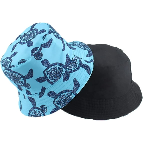 CoCopeaunts Blue Bucket Hats Men Summer Fisherman Hat Outdoor Foldable Double Sided Wear Fisherman Fishing Sun Cap for Unisex