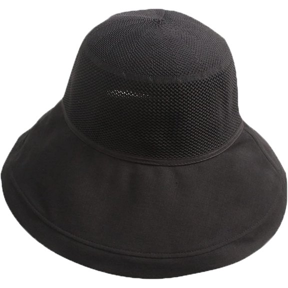 CoCopeaunts Breathable Mesh Bucket Hat Big Wide Brim Summer Outdoor Sun Protection Bucket Cap for Women Plain Fisherman Hat