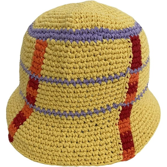 CoCopeaunts Bucket Cap Fashion Crochet Fisherman Hats Outdoor Leisure Men's Dome Contrast Color Knitted Hat Foldable Brim