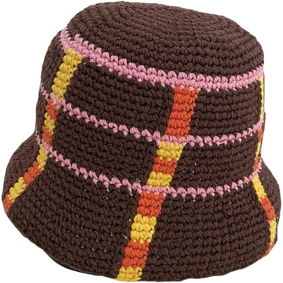 CoCopeaunts Bucket Cap Fashion Crochet Fisherman Hats Outdoor Leisure Men's Dome Contrast Color Knitted Hat Foldable Brim