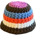 thumbnail image 1 of CoCopeaunts Bucket Hat Mix Colors Strip Autumn Winter Handmade Thick Knit Bowler Hat Matching Foldable Floppy Fisherman Hat, 1 of 8