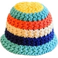 thumbnail image 1 of CoCopeaunts Bucket Hat Mix Colors Strip Autumn Winter Handmade Thick Knit Bowler Hat Matching Foldable Floppy Fisherman Hat, 1 of 8