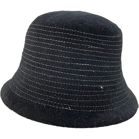 CoCopeaunts Bucket Hat for Men Dotted Line Sewing Warm Thickened Wool Fisherman Hat Women Leisure Versatile Winter Basin Hat