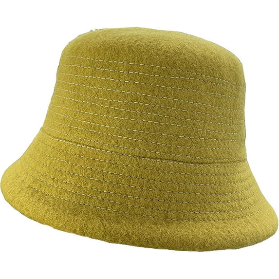 CoCopeaunts Bucket Hat for Men Dotted Line Sewing Warm Thickened Wool Fisherman Hat Women Leisure Versatile Winter Basin Hat
