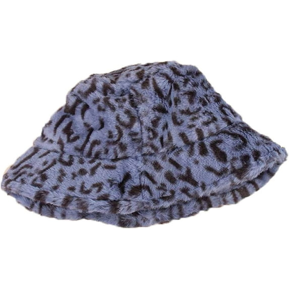 CoCopeaunts Bucket Hat for Men Leopard Pattern Fisherman Hat for Women Outdoor Warm Keeping Plush Basin Hat in Autumn Winter