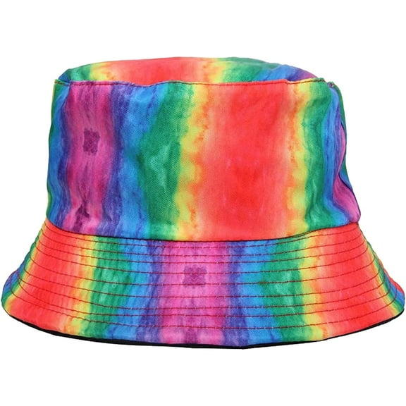 CoCopeaunts Bucket Hat for Men Rainbow Colors Summer Sunscreen Fisherman Hat Holiday Outdoor Women Bucket Cap Two Side Wear