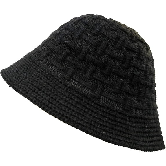 CoCopeaunts Bucket Hat for Men Shade Warm Thick Fisherman Hat Solid Color Crochet Knit Hat Fashionable Versatile Basin Hat