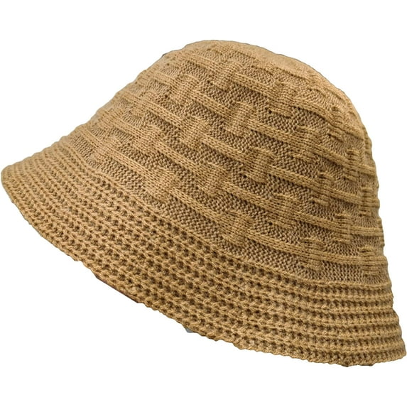 CoCopeaunts Bucket Hat for Men Shade Warm Thick Fisherman Hat Solid Color Crochet Knit Hat Fashionable Versatile Basin Hat