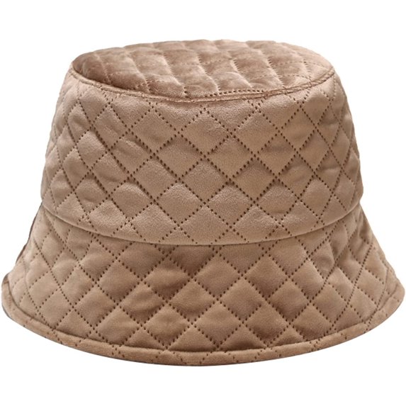CoCopeaunts Bucket Hat for Women Autumn Winter Warm Solid Quilted Plaid Fisherman Hat Casual Version Outdoor Flat-top Basin Hat