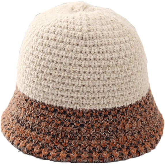 CoCopeaunts Bucket Hat for Women Fashion Stitching Knitted Fisherman Hat Winter Warm Woolen Basin Hat Outdoor Travel Vacation