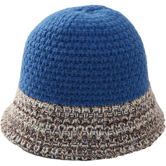 CoCopeaunts Bucket Hat for Women Fashion Stitching Knitted Fisherman Hat Winter Warm Woolen Basin Hat Outdoor Travel Vacation