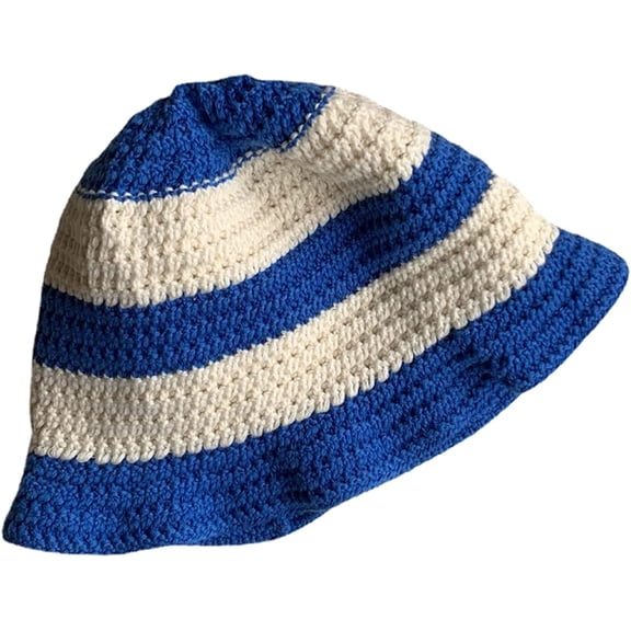 CoCopeaunts Bucket Hat for Women Foldable Crochet All-Match Striped Knitted Hats Color Matching Outdoor Wide Brim Fisherman Hat