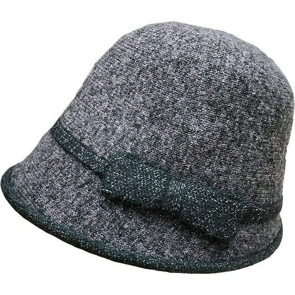 CoCopeaunts Bucket Hat for Women Long Front Short Back Fisherman Hat Autumn Winter Elegant Bow Knit Cloche Bucket Cap for Girl