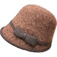 thumbnail image 1 of CoCopeaunts Bucket Hat for Women Long Front Short Back Fisherman Hat Autumn Winter Elegant Bow Knit Cloche Bucket Cap for Girl, 1 of 8