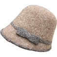 thumbnail image 1 of CoCopeaunts Bucket Hat for Women Long Front Short Back Fisherman Hat Autumn Winter Elegant Bow Knit Cloche Bucket Cap for Girl, 1 of 8