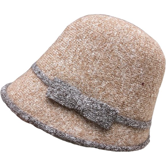 CoCopeaunts Bucket Hat for Women Long Front Short Back Fisherman Hat Autumn Winter Elegant Bow Knit Cloche Bucket Cap for Girl