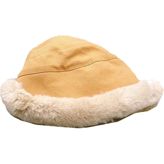 CoCopeaunts Bucket Hat for Women Plus Thickened Fisherman Cap Women Winter Plush Warm Brim Solid Color Ladies Ponytail Basin Hats