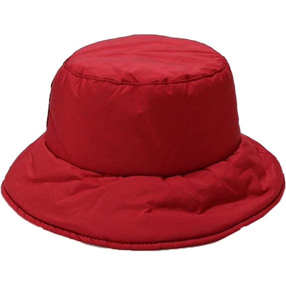 CoCopeaunts Bucket Hat for Women Winter Fashion Solid Color Thick Warm Basin Hat Down Wide Brim Men Fisherman Hat Windproof Warm