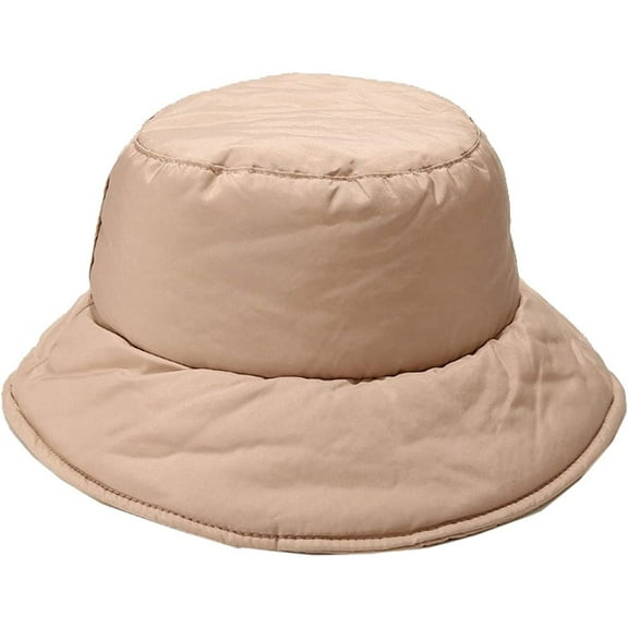 CoCopeaunts Bucket Hat for Women Winter Fashion Solid Color Thick Warm Basin Hat Down Wide Brim Men Fisherman Hat Windproof Warm