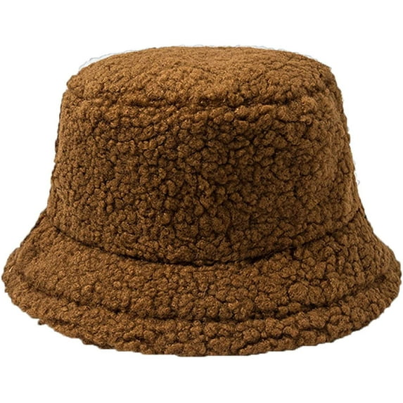 CoCopeaunts Bucket Hat for Womens Solid Color Lambs Fisherman Hat Cute Girls Outdoor Casual Winter Comfort Warm Fisherman Cap
