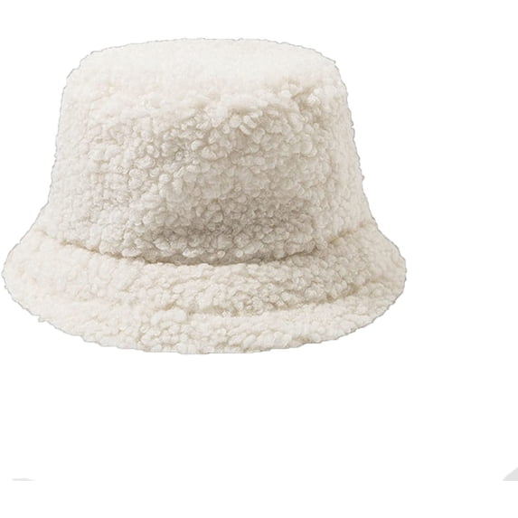 CoCopeaunts Bucket Hat for Womens Solid Color Lambs Fisherman Hat Cute Girls Outdoor Casual Winter Comfort Warm Fisherman Cap