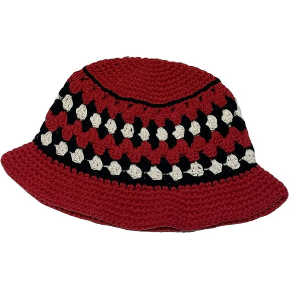 CoCopeaunts Bucket Hats Hand-Woven Color-Blocking Girl Fisherman Hat Women Autumn Winter Outdoor Knitted Dome Outdoor Warm