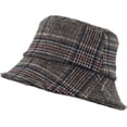 thumbnail image 1 of CoCopeaunts Bucket Hats for Men Winter Warm Vintage Plaid Fisherman Hats Flat Unisex Lattice Wool Basin Hat Soft Foldable, 1 of 8