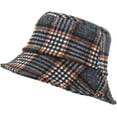 thumbnail image 1 of CoCopeaunts Bucket Hats for Men Winter Warm Vintage Plaid Fisherman Hats Flat Unisex Lattice Wool Basin Hat Soft Foldable, 1 of 8