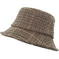 thumbnail image 1 of CoCopeaunts Bucket Hats for Men Winter Warm Vintage Plaid Fisherman Hats Flat Unisex Lattice Wool Basin Hat Soft Foldable, 1 of 8