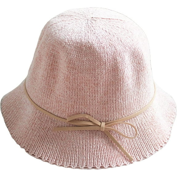 CoCopeaunts Bucket Hats for Women Autumn Winter Fashion Bow Lacing Strap Sweet Dome Basin Hat Solid Color Warm Fisherman Hat