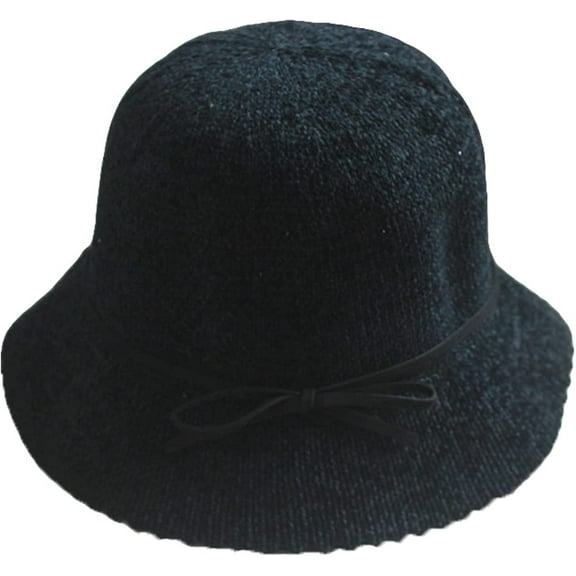 CoCopeaunts Bucket Hats for Women Autumn Winter Fashion Bow Lacing Strap Sweet Dome Basin Hat Solid Color Warm Fisherman Hat