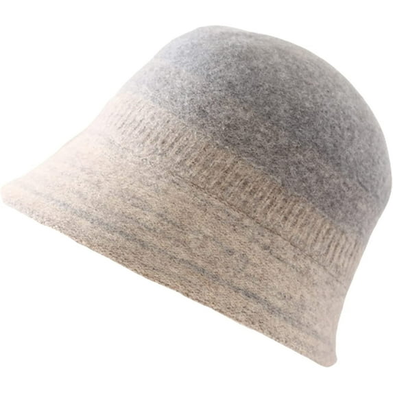CoCopeaunts Bucket Hats for Women Autumn Winter Hat Temperament Elegant Round Top Pot Hat Two-Color Gradient Fisherman Hat