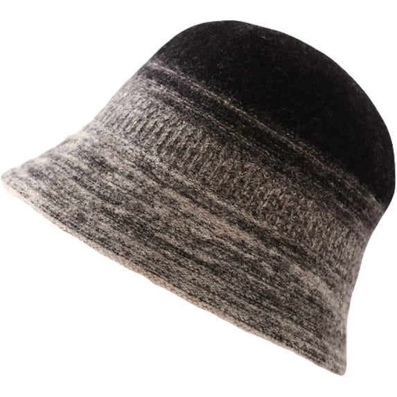 CoCopeaunts Bucket Hats for Women Autumn Winter Hat Temperament Elegant Round Top Pot Hat Two-Color Gradient Fisherman Hat