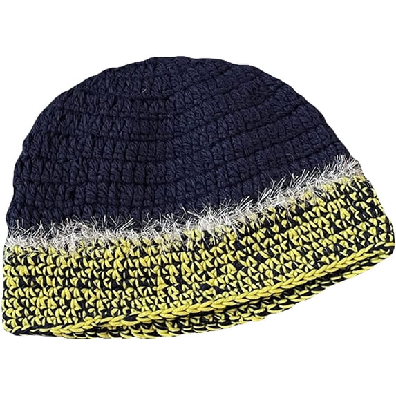 CoCopeaunts Bucket Hats for Women Color-Blocked Knitted Hand-Woven Autumn Winter All-Match Sun Protection Basin Caps for Girl