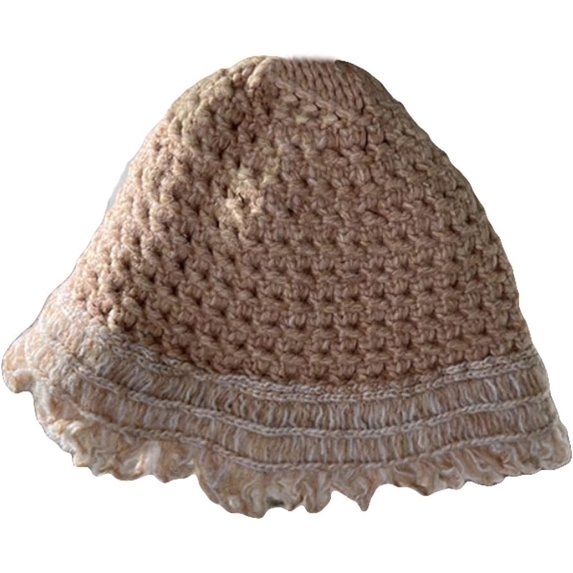 CoCopeaunts Bucket Hats for Women Crochet Color Matching Knit Bowler Hat Winter Beach Sunscreen Warm Fisherman Caps Tassel Brim