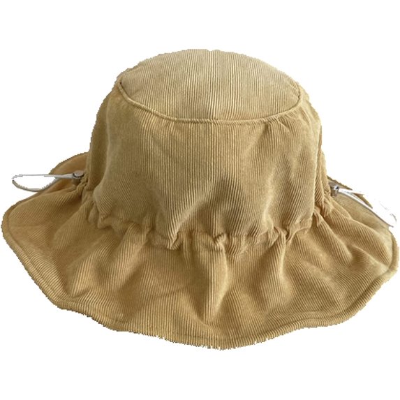 CoCopeaunts Bucket Hats for Women Drawstring Corduroy Fisherman Hat Autumn and Winter Leisure Folds Design Wide Brim Bucket Cap