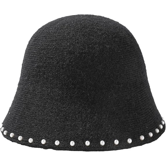 CoCopeaunts Bucket Hats for Women Fashion Wool Warm Fisherman Hat Female Casual Artist Style Painter Winter Hat Beads Edging