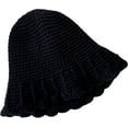 thumbnail image 1 of CoCopeaunts Bucket Hats for Women Hand Crochet Knitted Fisherman Hat Female Version Casual Outdoor Warm Beanie Hat Ruffle Brim, 1 of 8