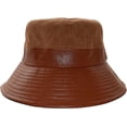 thumbnail image 1 of CoCopeaunts Bucket Hats for Women Pu Splicing Leather Bucket Hat Outdoor UV Protection Foldable Hiking Lady Fashion Fisherman Hat, 1 of 8