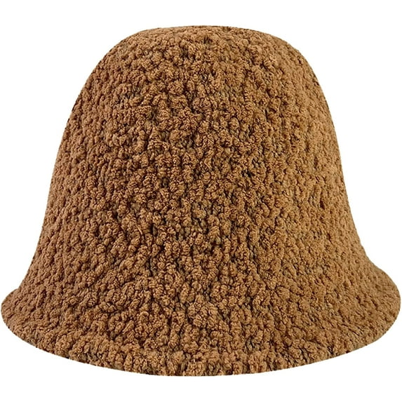 CoCopeaunts Bucket Hats for Women Solid Color Winter Lamb Velvet Mens Fisherman Caps Windproof Warm Fluffy Sherpa Basin Hats