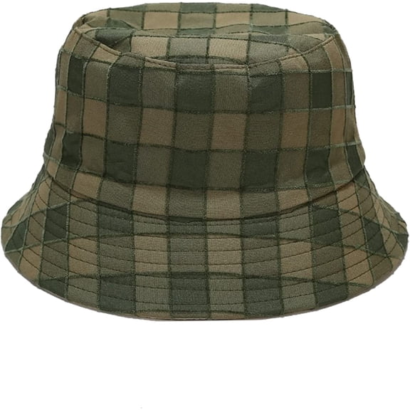 CoCopeaunts Bucket Hats for Women Street Casual Double-Sided Bucket Hat Lattice Fashion Leisure Men Sun Protection Fisherman Hat