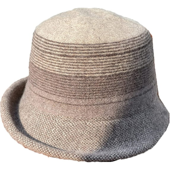 CoCopeaunts Bucket Hats for Women Thick Wool Cold Proof Keep Warm Winter Roll-up Edge Elegant Round Top Fisherman Hat for Girl