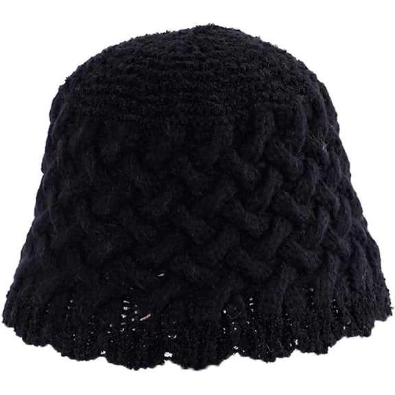 CoCopeaunts Bucket Hats for Womens Fashion Wave Stripe Foldable Knitting Hat Two-Colors Handmade Cloche Crochet Winter Hat