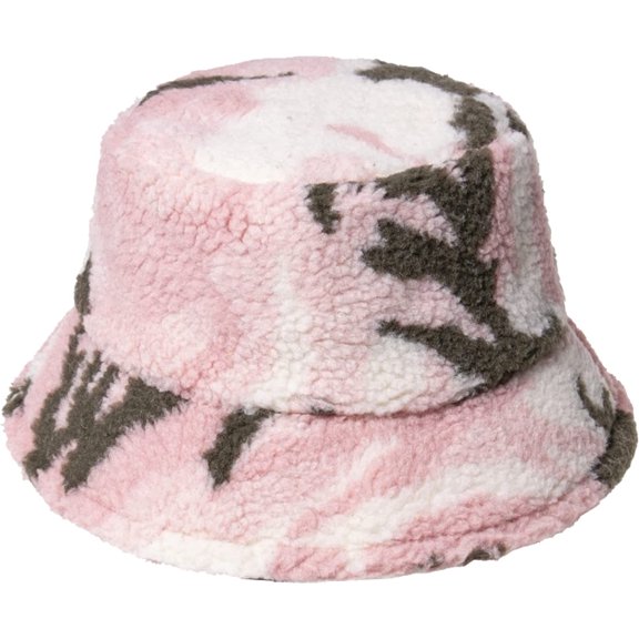 CoCopeaunts Camo Bucket Hat for Men Winter Winter Warm Sunshade Windproof Cap Foldable Wear-Resistant Thick Lambs Wool Basin Hat