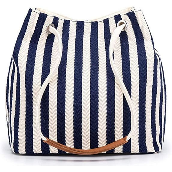 CoCopeaunts Canvas Handbag for Women Casual Shoulder Bag Striped Crossbody Bag Commuter Satchel Large Capacity Tote Bag Purse